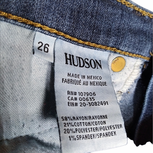 Hudson Distressed Nico Midrise Ankle Skinny Raw Hem Jeans Size 26 - Picture 12 of 15